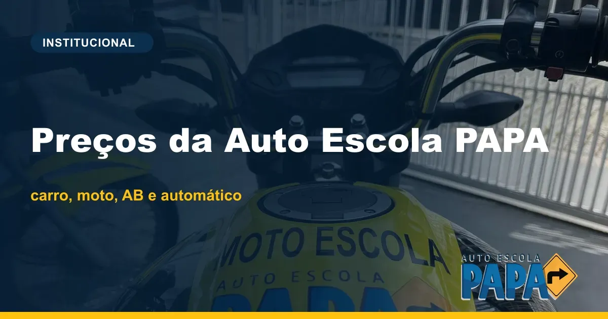 Tabela de preços da Auto Escola PAPA
